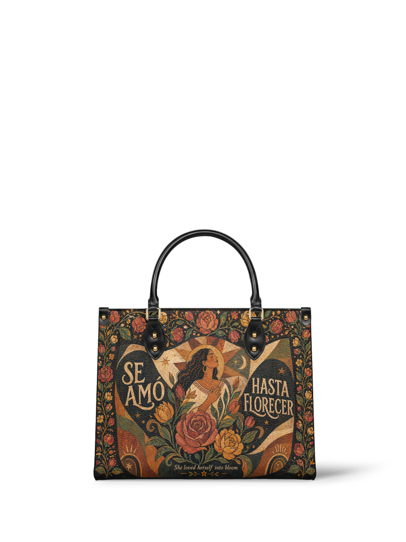 "Se amó hasta florecer" ver.2 Leather Handbag