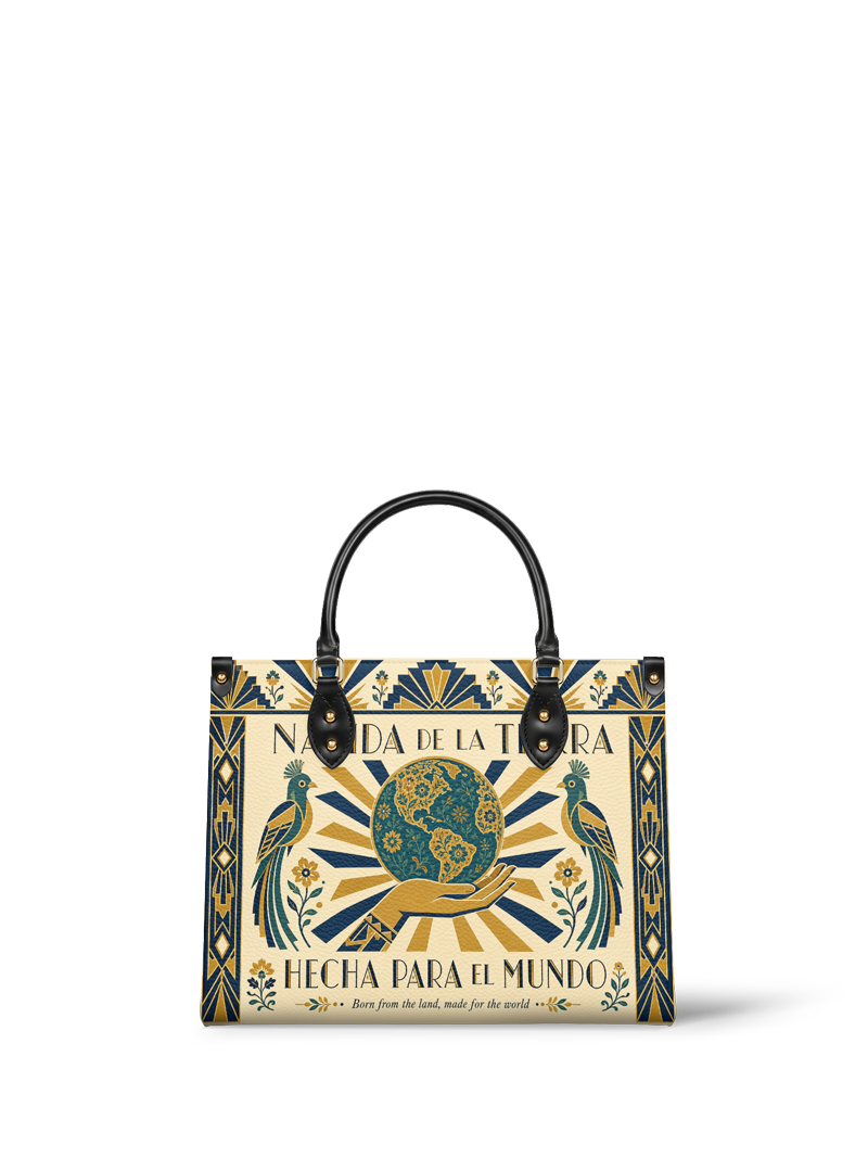 "Nacida de la tierra, hecha para el mundo" ver.2 Leather Handbag