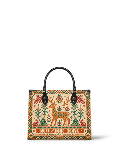 "Orgullosa de donde vengo" ver.1 Leather Handbag