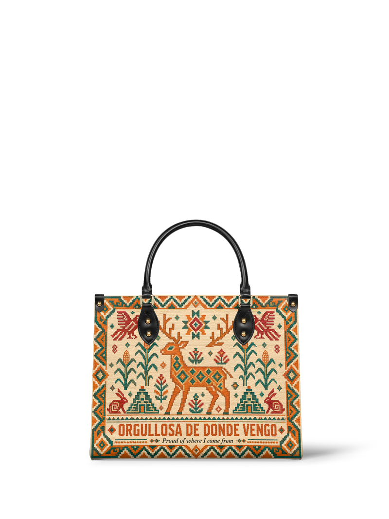 "Orgullosa de donde vengo" ver.1 Leather Handbag