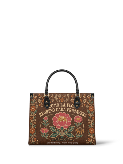 "Como la flor, regreso cada primavera" ver.4 Leather Handbag