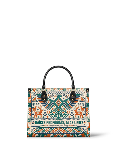 "Raíces profundas, alas libres" ver.4 Leather Handbag