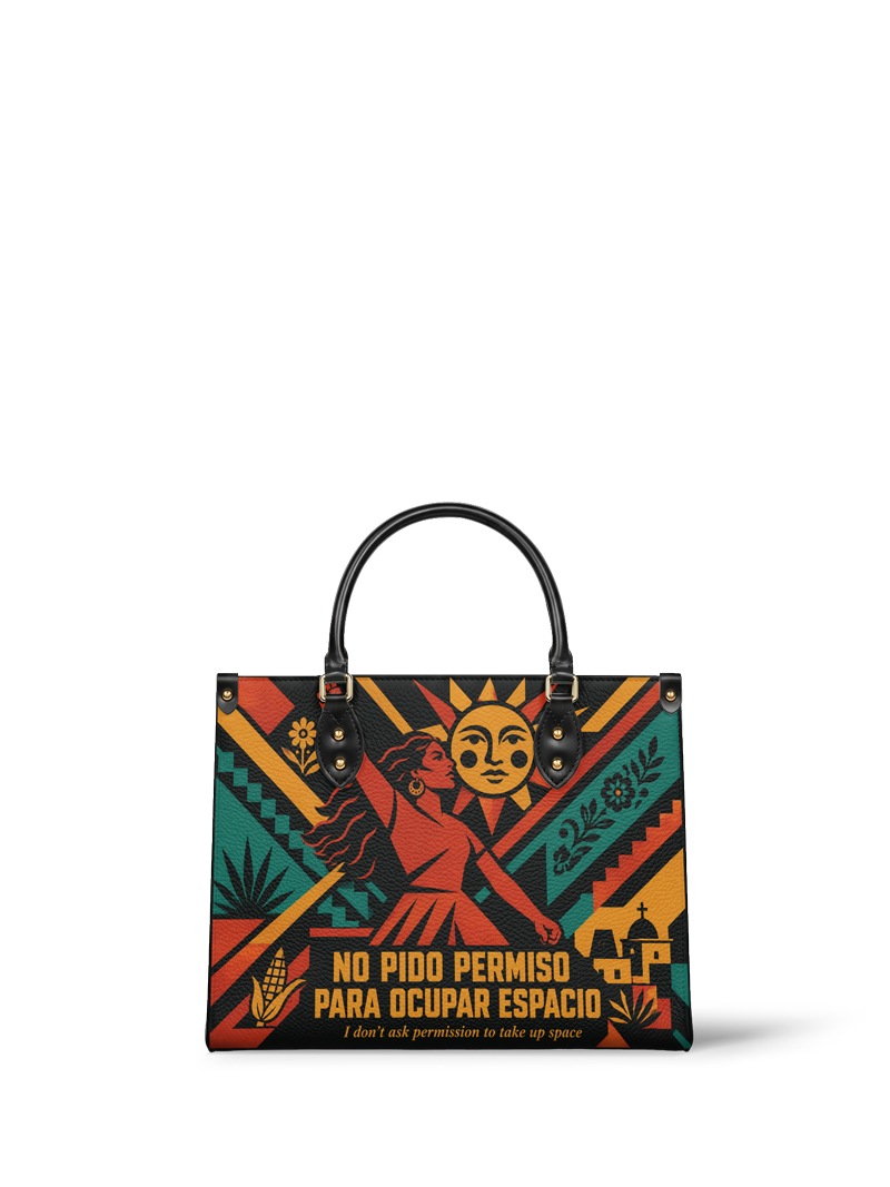 "No pido permiso para ocupar espacio" ver.1 Leather Handbag