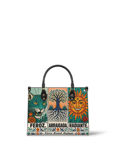 "Feroz. Arraigada. Radiante" ver.3 Leather Handbag