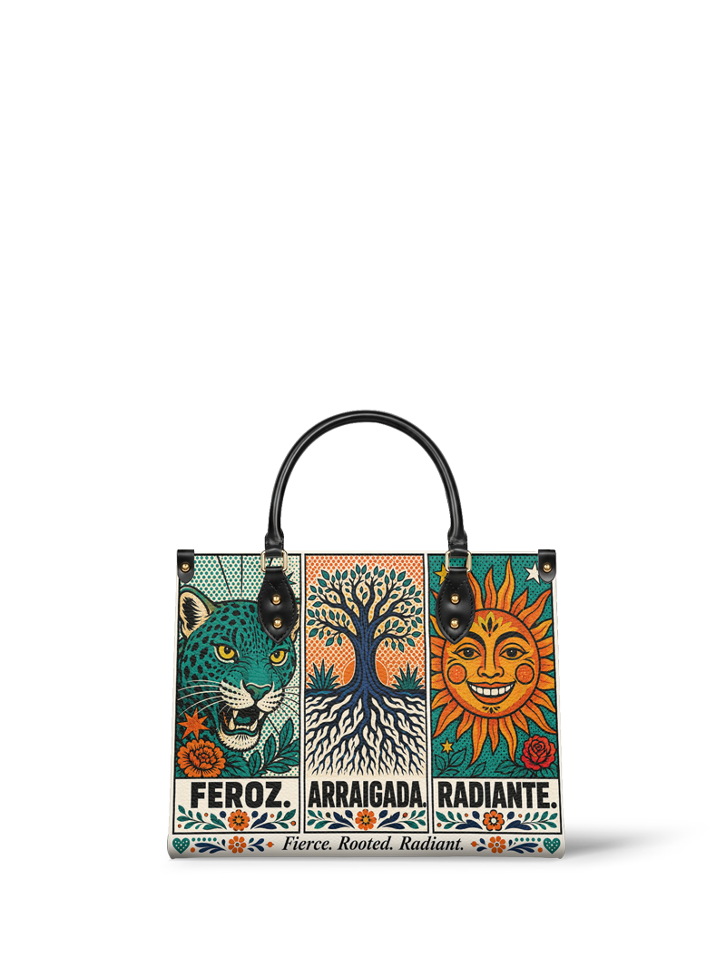 "Feroz. Arraigada. Radiante" ver.3 Leather Handbag