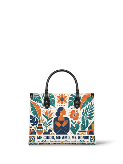 "Me cuido, me amo, me honro" ver.4 Leather Handbag