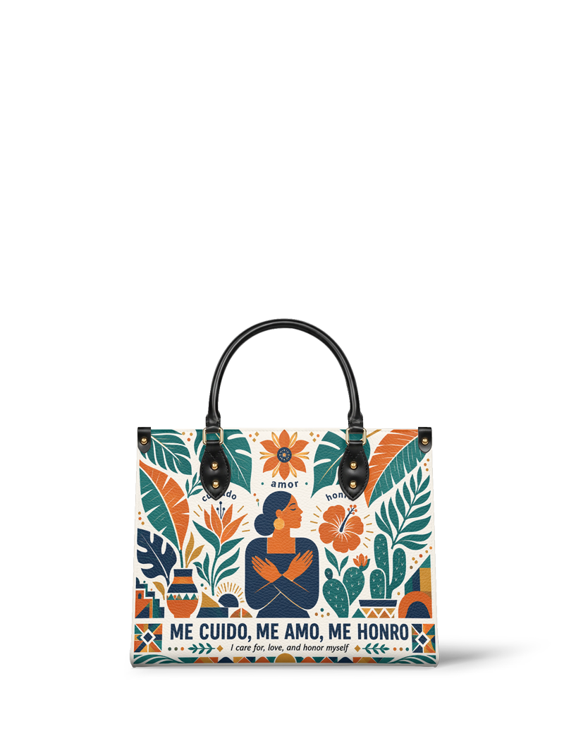 "Me cuido, me amo, me honro" ver.4 Leather Handbag