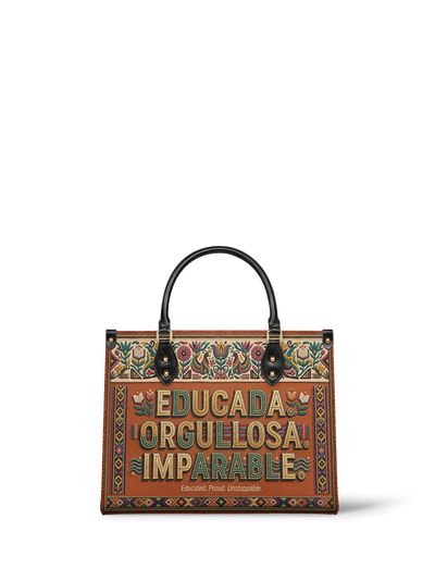 "Educada. Orgullosa. Imparable" ver.3 Leather Handbag
