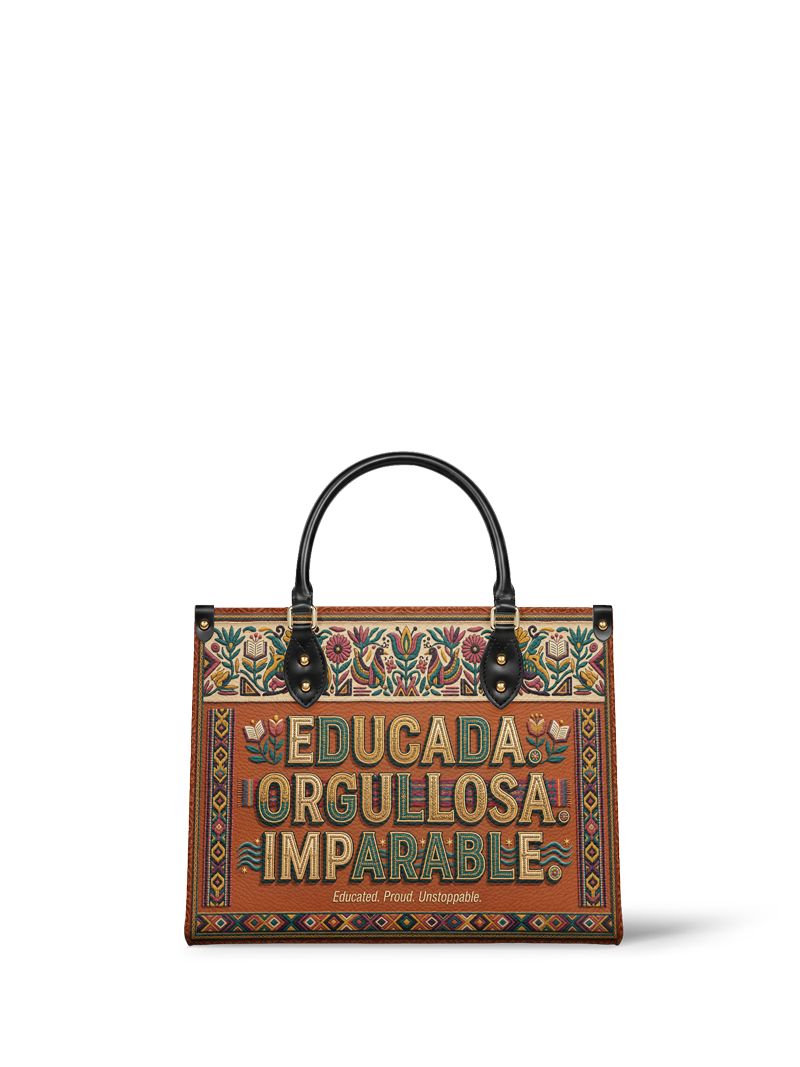 "Educada. Orgullosa. Imparable" ver.3 Leather Handbag