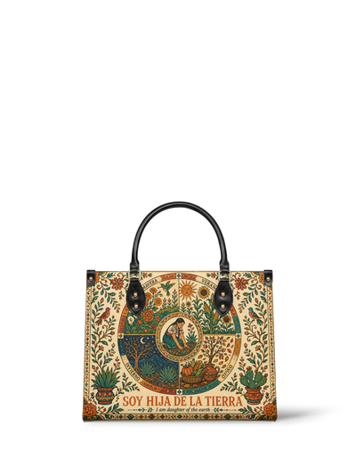 "Soy hija de la tierra" ver.1 Leather Handbag