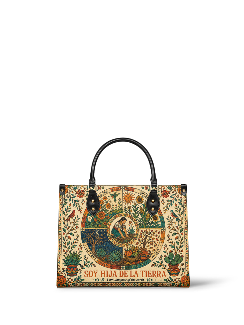 "Soy hija de la tierra" ver.1 Leather Handbag