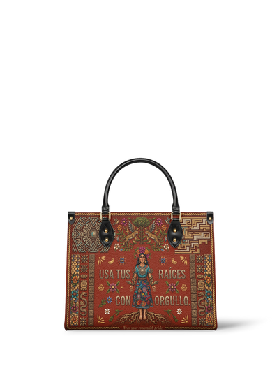 "Usa tus raíces con orgullo" ver.2 Leather Handbag