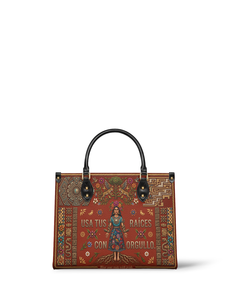 "Usa tus raíces con orgullo" ver.2 Leather Handbag