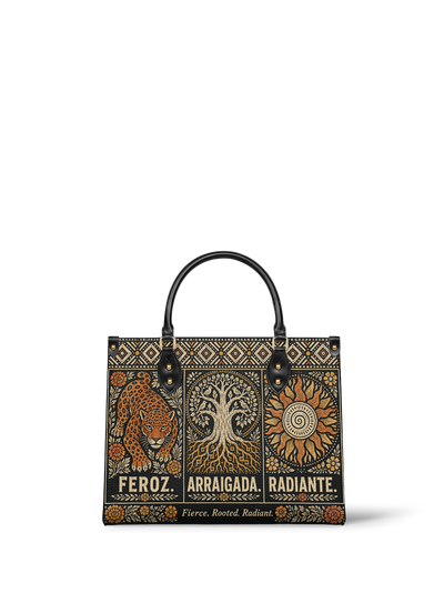 "Feroz. Arraigada. Radiante" ver.4 Leather Handbag