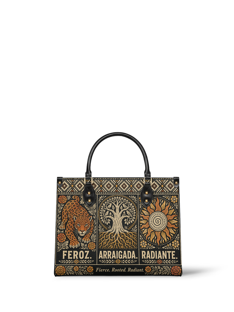 "Feroz. Arraigada. Radiante" ver.4 Leather Handbag