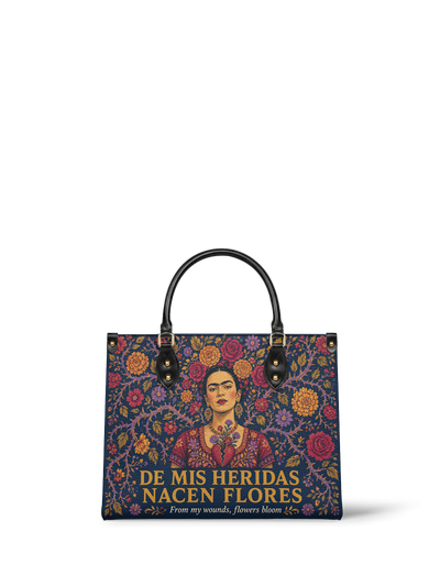 "De mis heridas nacen flores" ver.3 Leather Handbag