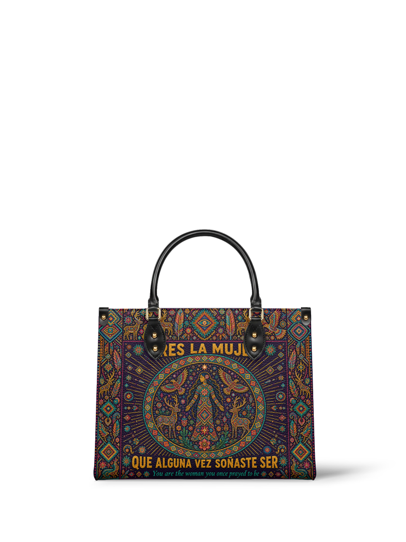 "Eres la mujer que alguna vez soñaste ser" ver.8 Leather Handbag
