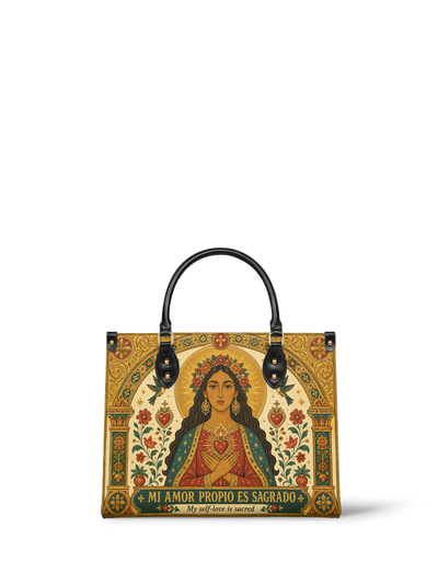 "Mi amor propio es sagrado" ver.2 Leather Handbag