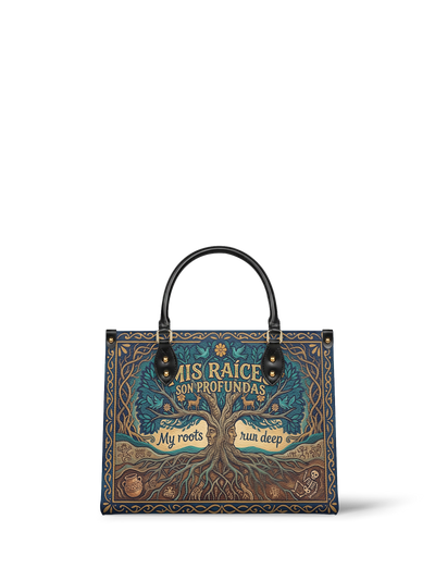"Mis Raíces son Profundas" ver.1 Leather Handbag
