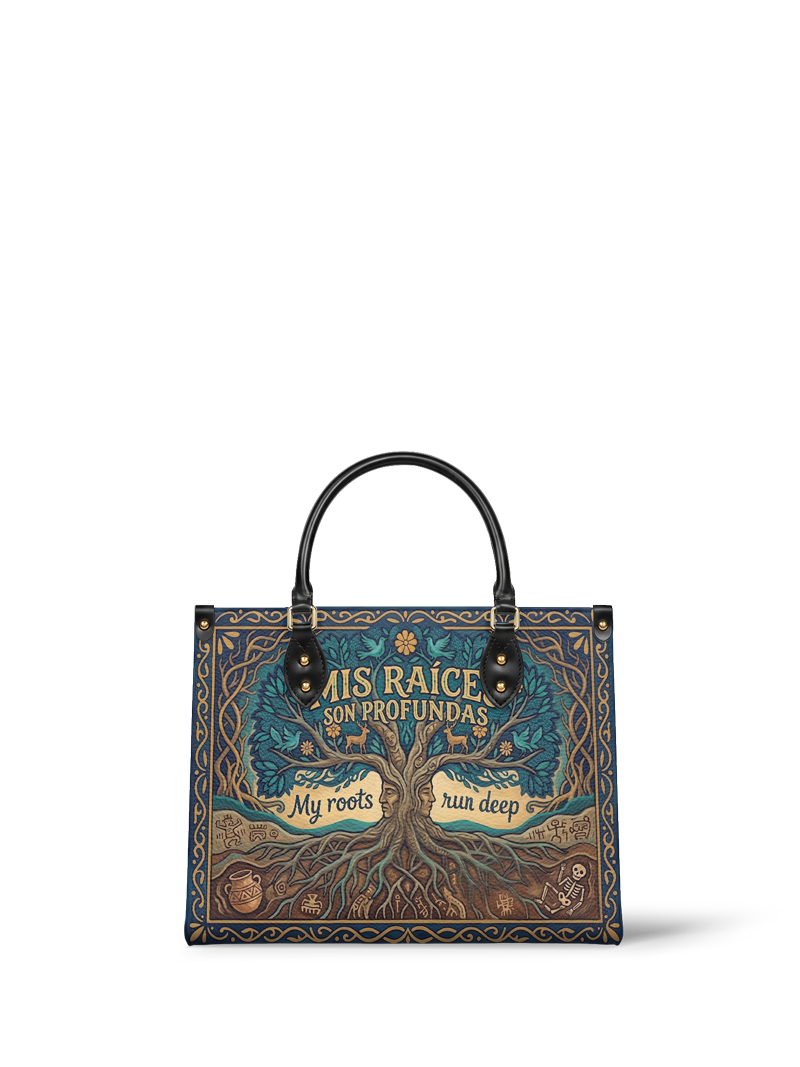 "Mis Raíces son Profundas" ver.1 Leather Handbag