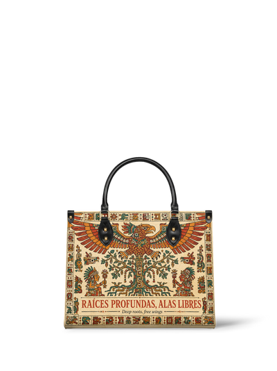 "Raíces profundas, alas libres" ver.3 Leather Handbag