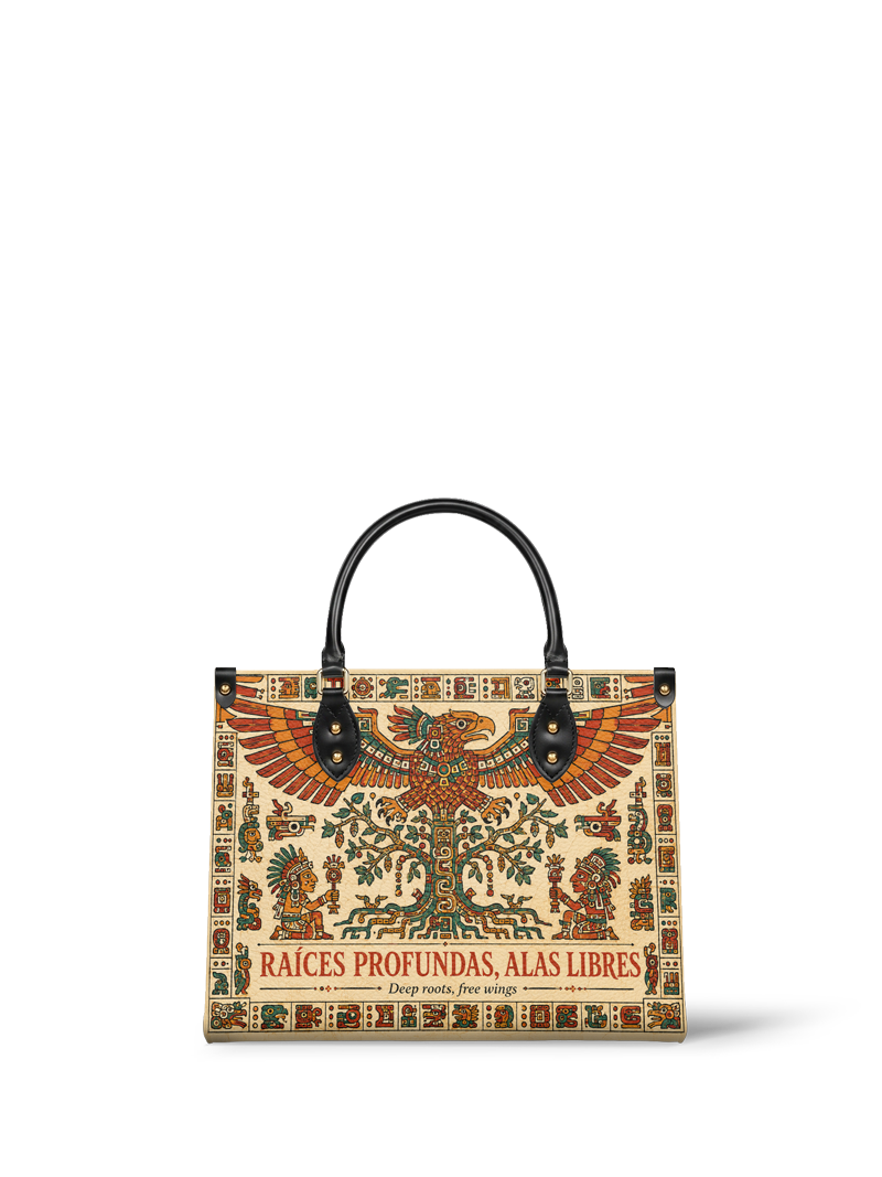"Raíces profundas, alas libres" ver.3 Leather Handbag