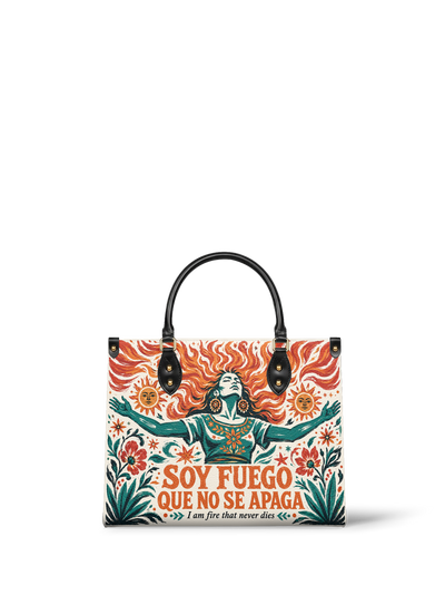 "Soy fuego que no se apaga" ver.4 Leather Handbag