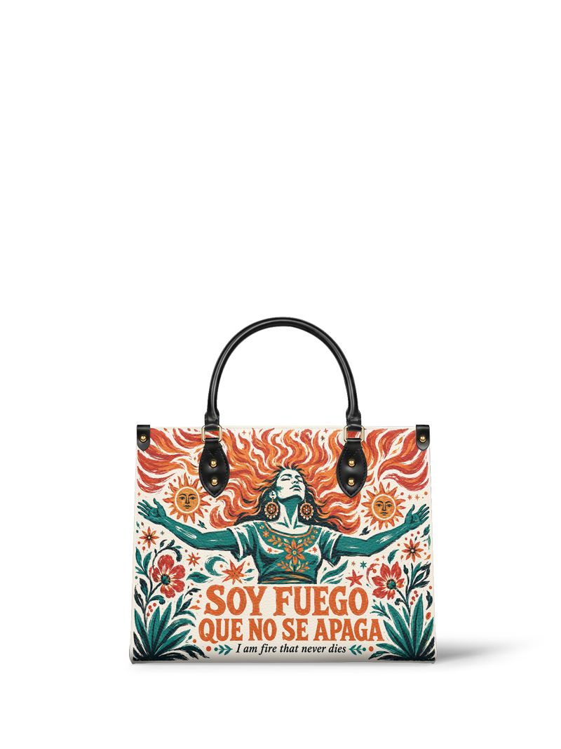"Soy fuego que no se apaga" ver.4 Leather Handbag
