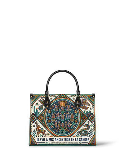 "Llevo a mis ancestros en la sangre" ver.4 Leather Handbag