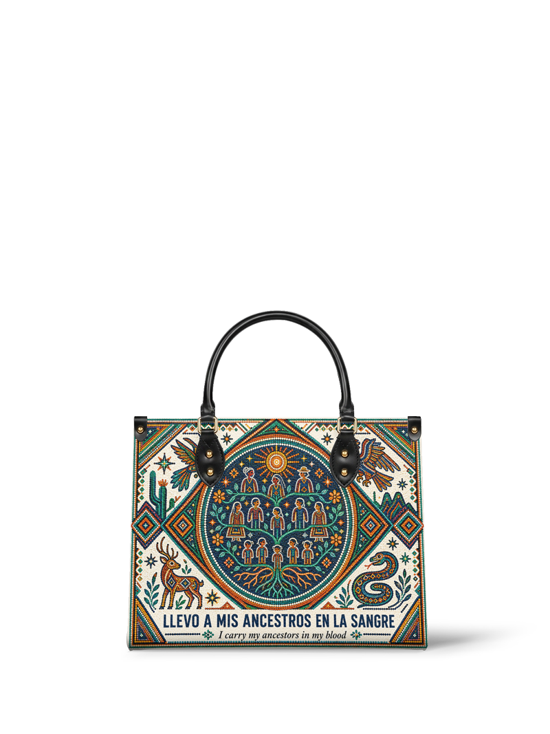 "Llevo a mis ancestros en la sangre" ver.4 Leather Handbag