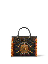 "Me levanto con el sol y llevo el fuego" ver.2 Leather Handbag