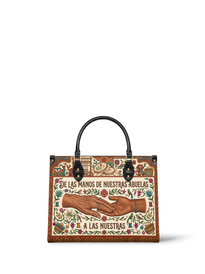 "De las manos de nuestras abuelas a las nuestras" ver.4 Leather Handbag