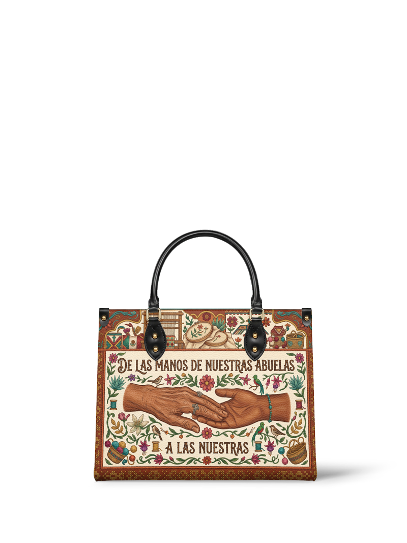 "De las manos de nuestras abuelas a las nuestras" ver.4 Leather Handbag