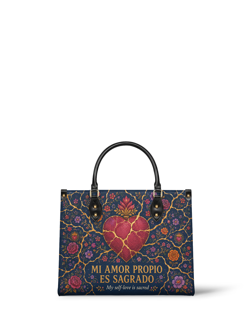 "Mi amor propio es sagrado" ver.3 Leather Handbag