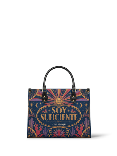 "Soy suficiente, tal y como soy" ver.3 Leather Handbag