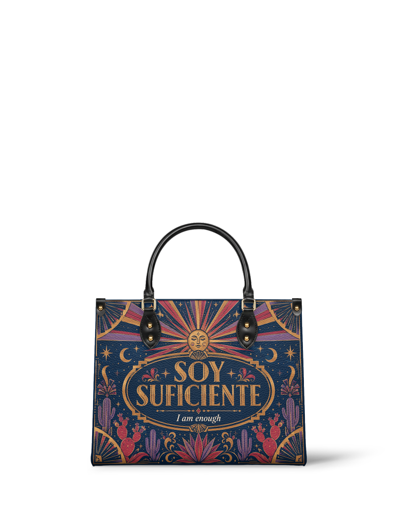 "Soy suficiente, tal y como soy" ver.3 Leather Handbag