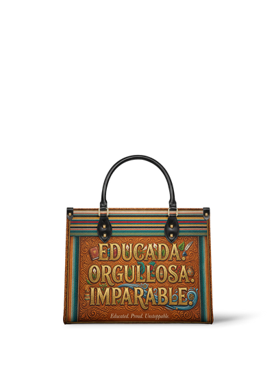 "Educada. Orgullosa. Imparable" ver.2 Leather Handbag