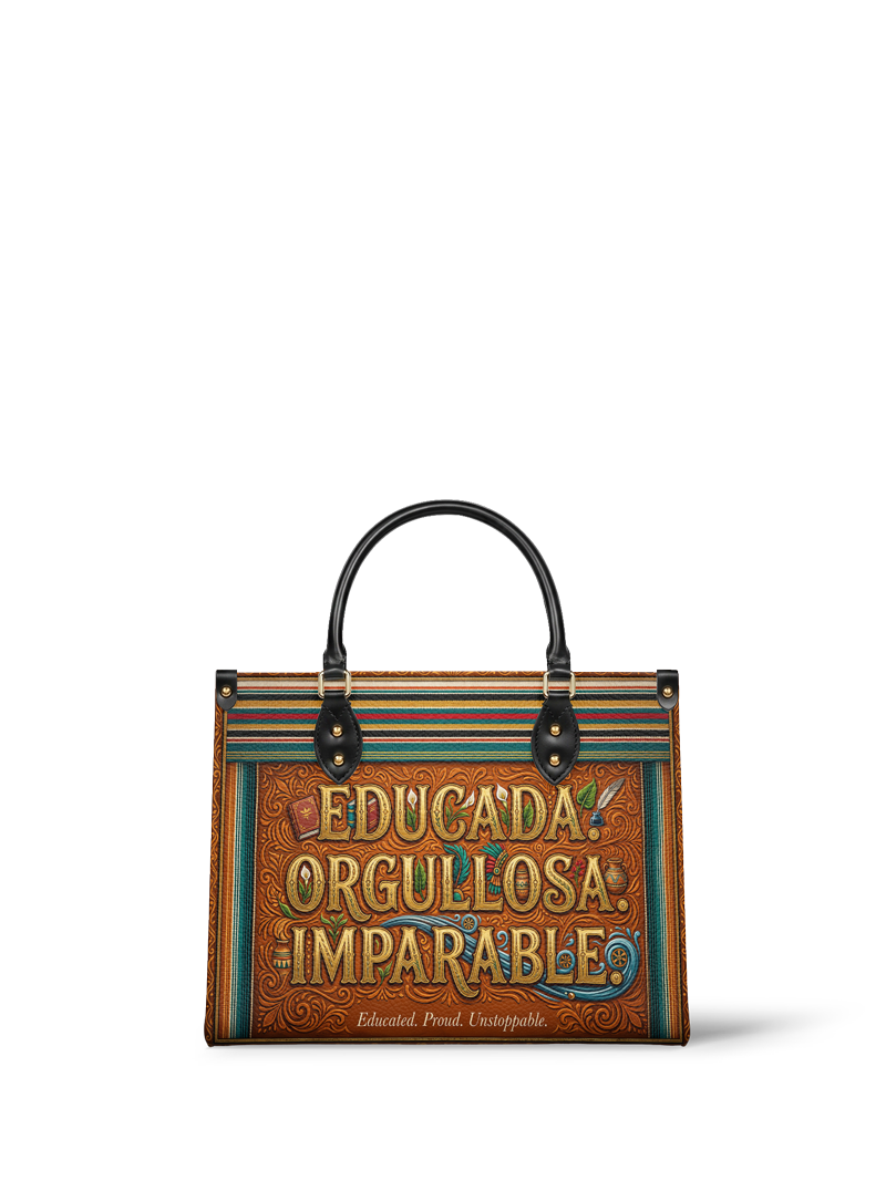 "Educada. Orgullosa. Imparable" ver.2 Leather Handbag
