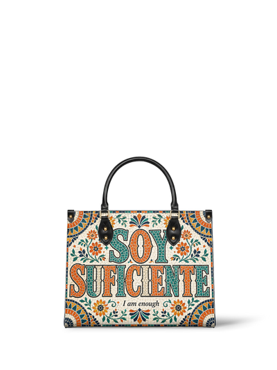"Soy suficiente, tal y como soy" ver.4 Leather Handbag