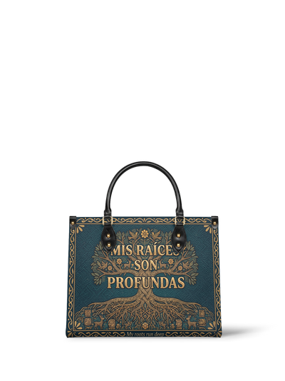 "Mis Raíces son Profundas" ver.2 Leather Handbag