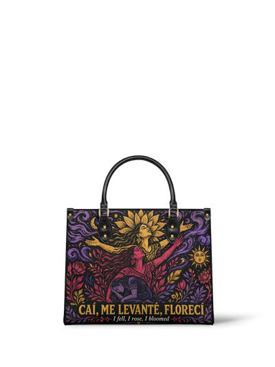 "Caí, me levanté, florecí" ver.4 Leather Handbag