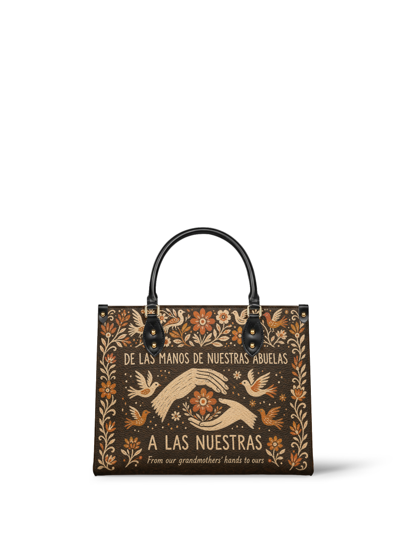 "De las manos de nuestras abuelas a las nuestras" ver.2 Leather Handbag