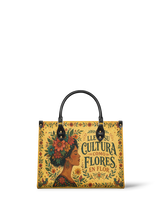"Lleva su cultura como flores en flor" ver.1 Leather Handbag