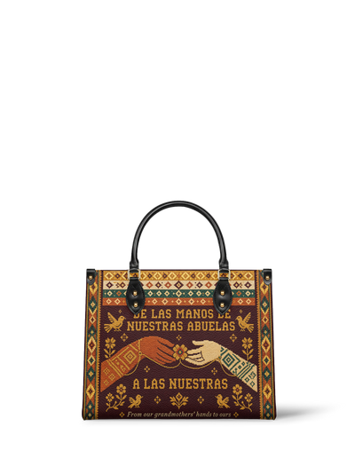 "De las manos de nuestras abuelas a las nuestras" ver.3 Leather Handbag