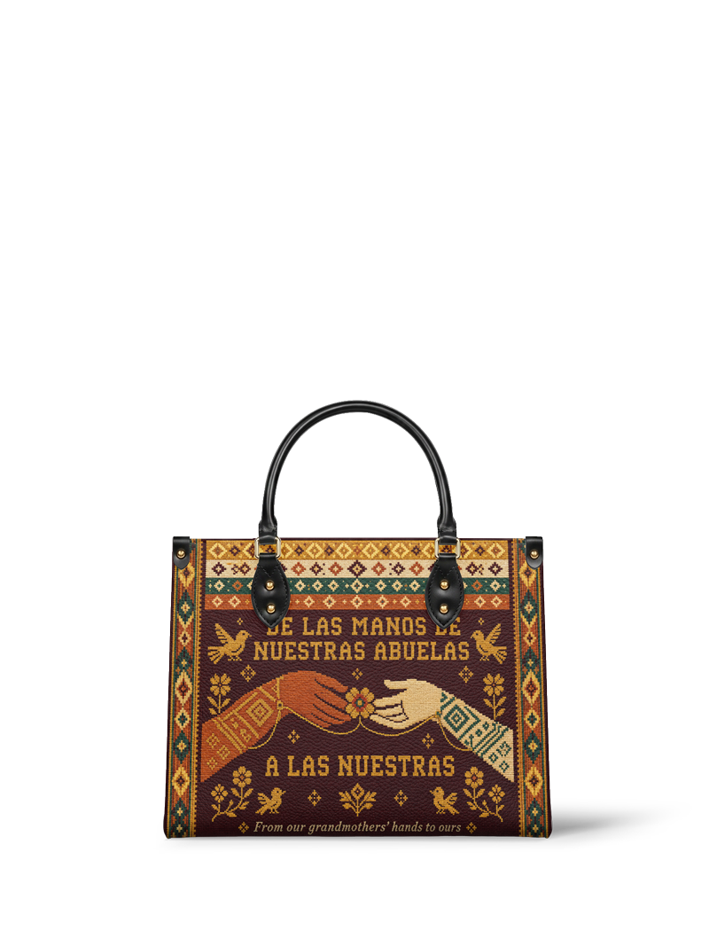 "De las manos de nuestras abuelas a las nuestras" ver.3 Leather Handbag