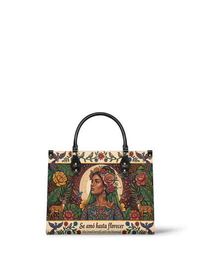 "Se amó hasta florecer" ver.8 Leather Handbag