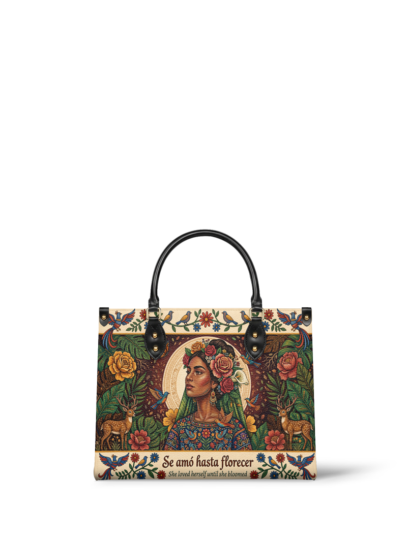 "Se amó hasta florecer" ver.8 Leather Handbag