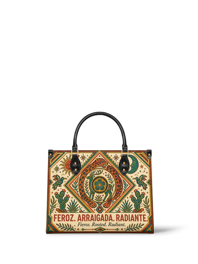 "Feroz. Arraigada. Radiante" ver.2 Leather Handbag
