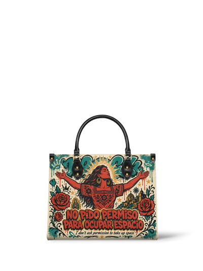 "No pido permiso para ocupar espacio" ver.3 Leather Handbag