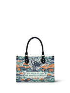 "Soy agua fluyo, me adapto, persisto" ver.1 Small Leather Handbag - front view | Paleta Bags